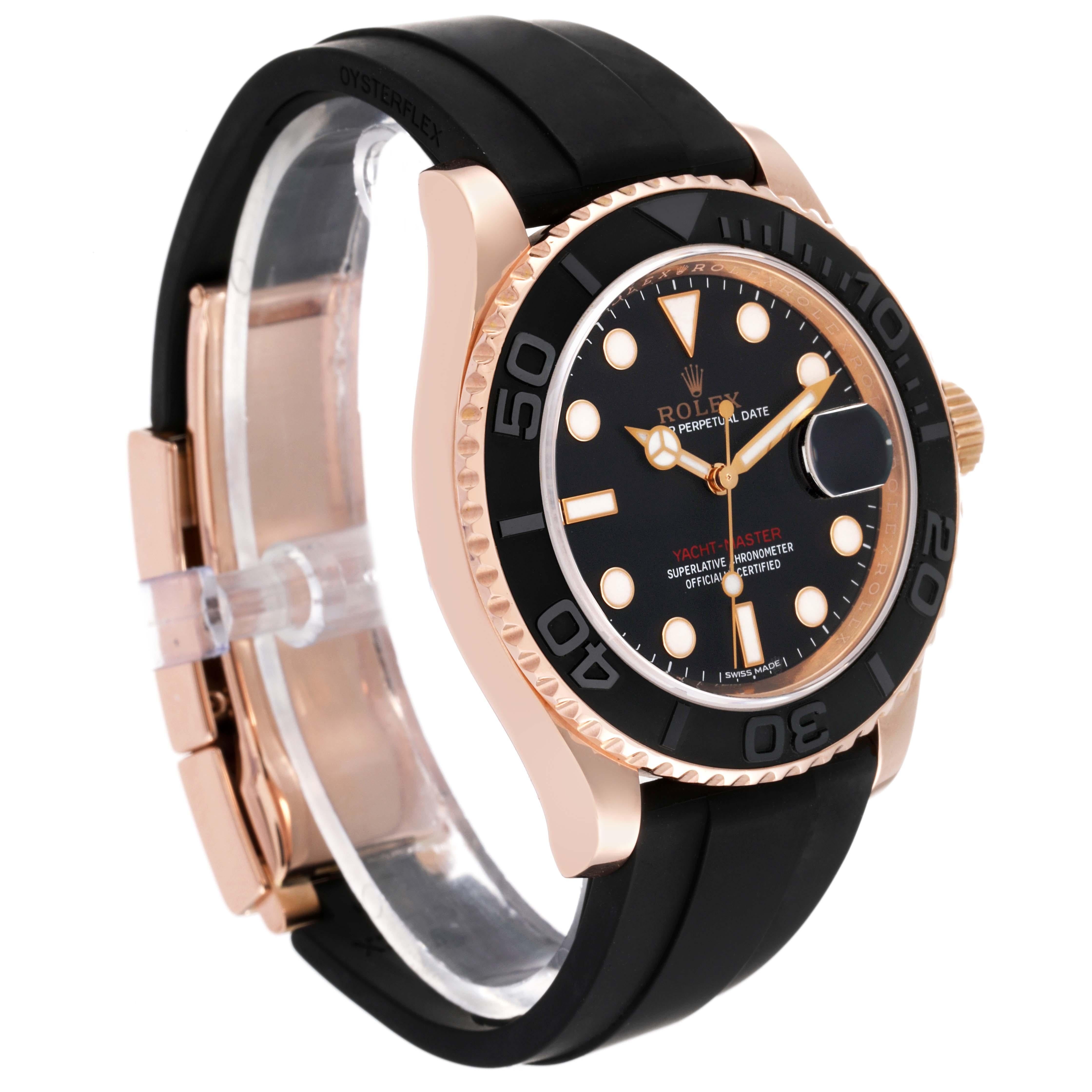 Rolex Yachtmaster 40mm Rose Gold Oysterflex Bracelet Mens Watch 116655 In Excellent Condition In Atlanta, GA