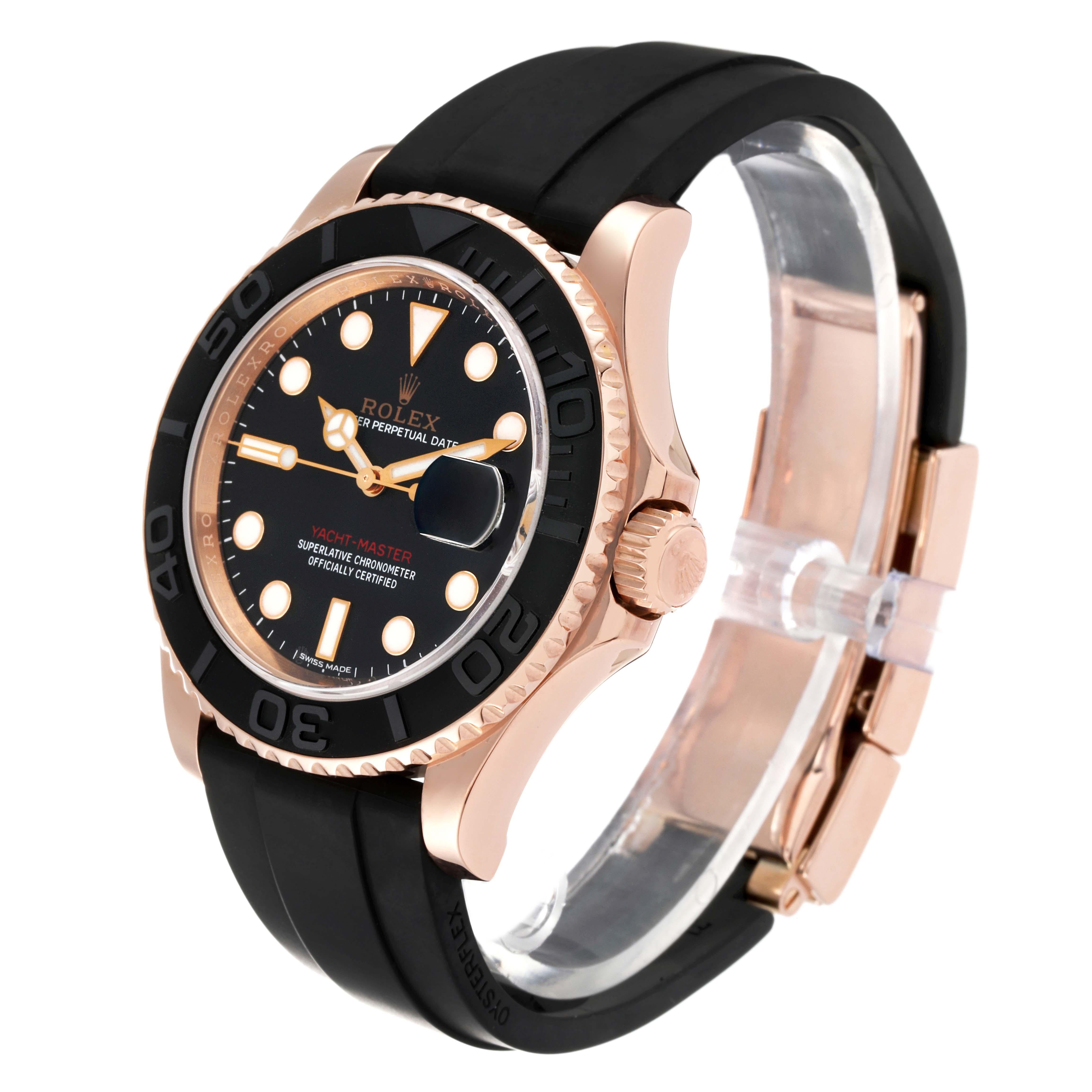 Men's Rolex Yachtmaster 40mm Rose Gold Oysterflex Bracelet Mens Watch 116655