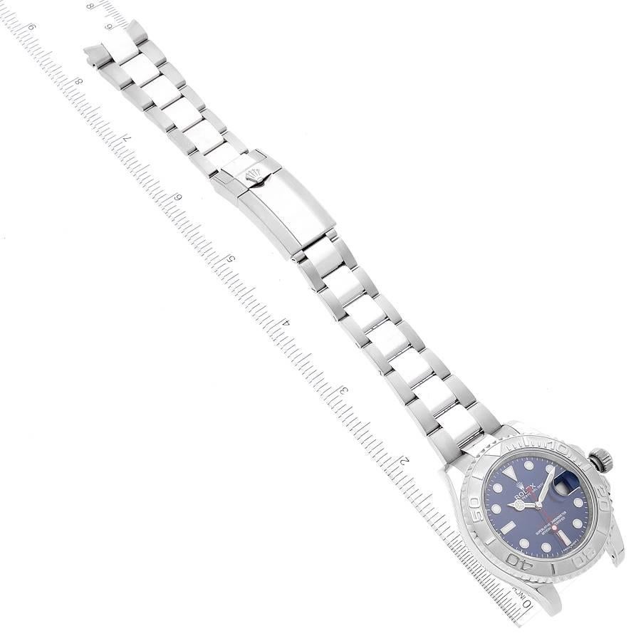 Rolex Montre Yachtmaster avec cadran bleu en acier et platine pour hommes 116622 Boîte Card en vente 6