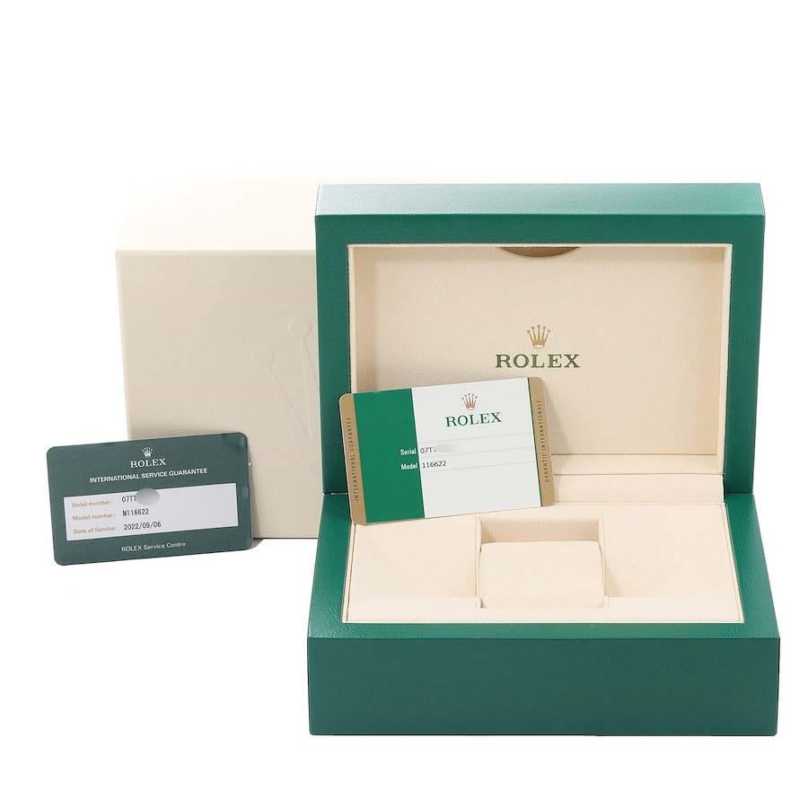 Rolex Montre Yachtmaster avec cadran bleu en acier et platine pour hommes 116622 Boîte Card en vente 8