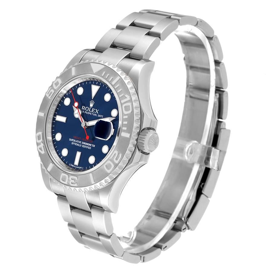 Rolex Montre Yachtmaster avec cadran bleu en acier et platine pour hommes 116622 Boîte Card Pour hommes en vente