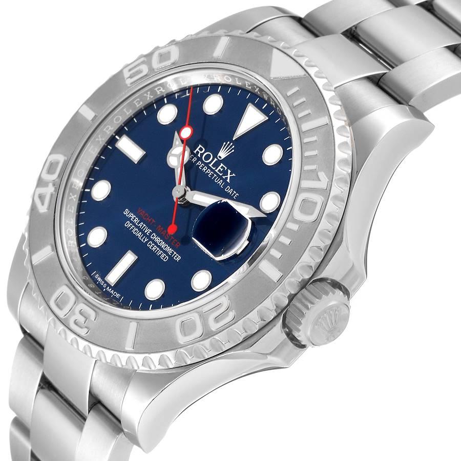 Rolex Montre Yachtmaster avec cadran bleu en acier et platine pour hommes 116622 Boîte Card en vente 1