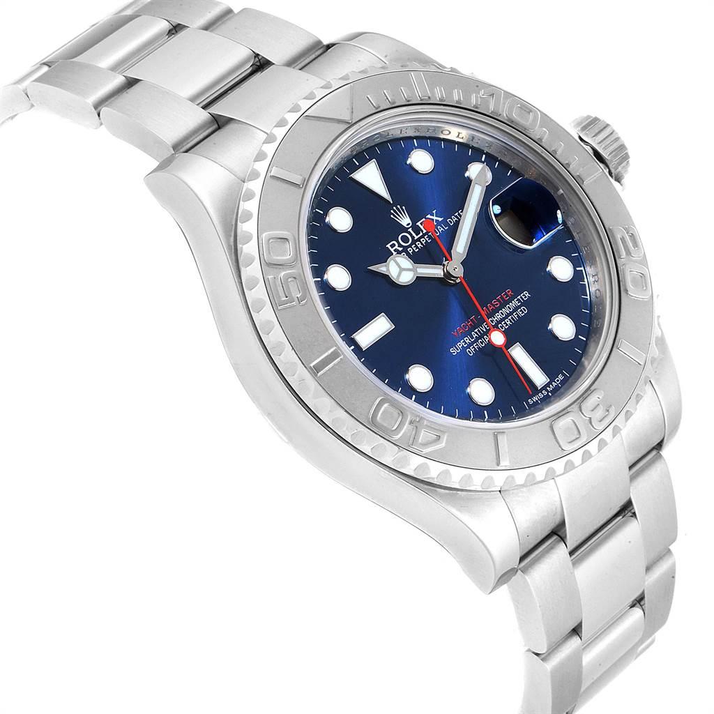 Rolex Yachtmaster Steel Platinum Blue Dial Men's Watch 116622 In Excellent Condition In Atlanta, GA