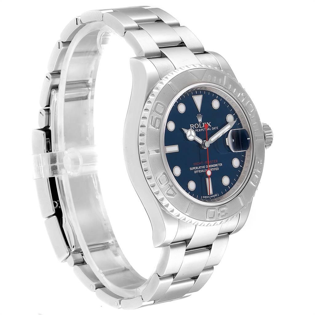 Rolex Yachtmaster Steel Platinum Blue Dial Men's Watch 116622 In Excellent Condition For Sale In Atlanta, GA