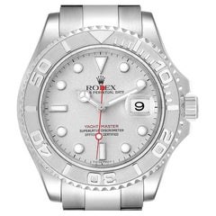 Used Rolex Yachtmaster Steel Platinum Dial Bezel Mens Watch 16622 Box Papers