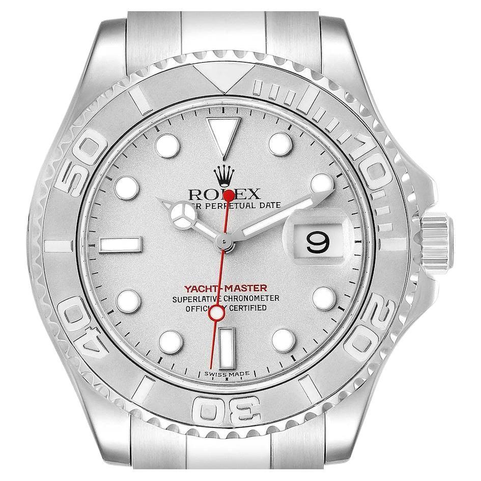 Rolex Yachtmaster 40mm Steel Platinum Dial Bezel Mens Watch 16622 Box Papers