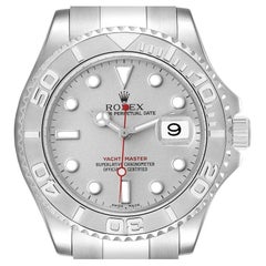 Rolex Yachtmaster Steel Platinum Dial Bezel Mens Watch 16622 Box Papers
