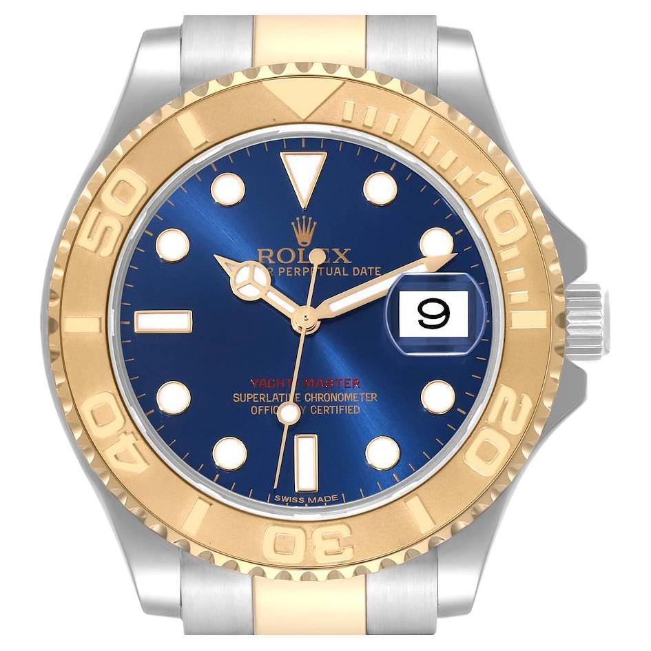 Rolex Yachtmaster 40mm Steel Yellow Gold Blue Dial Mens Watch 16623 Box Card