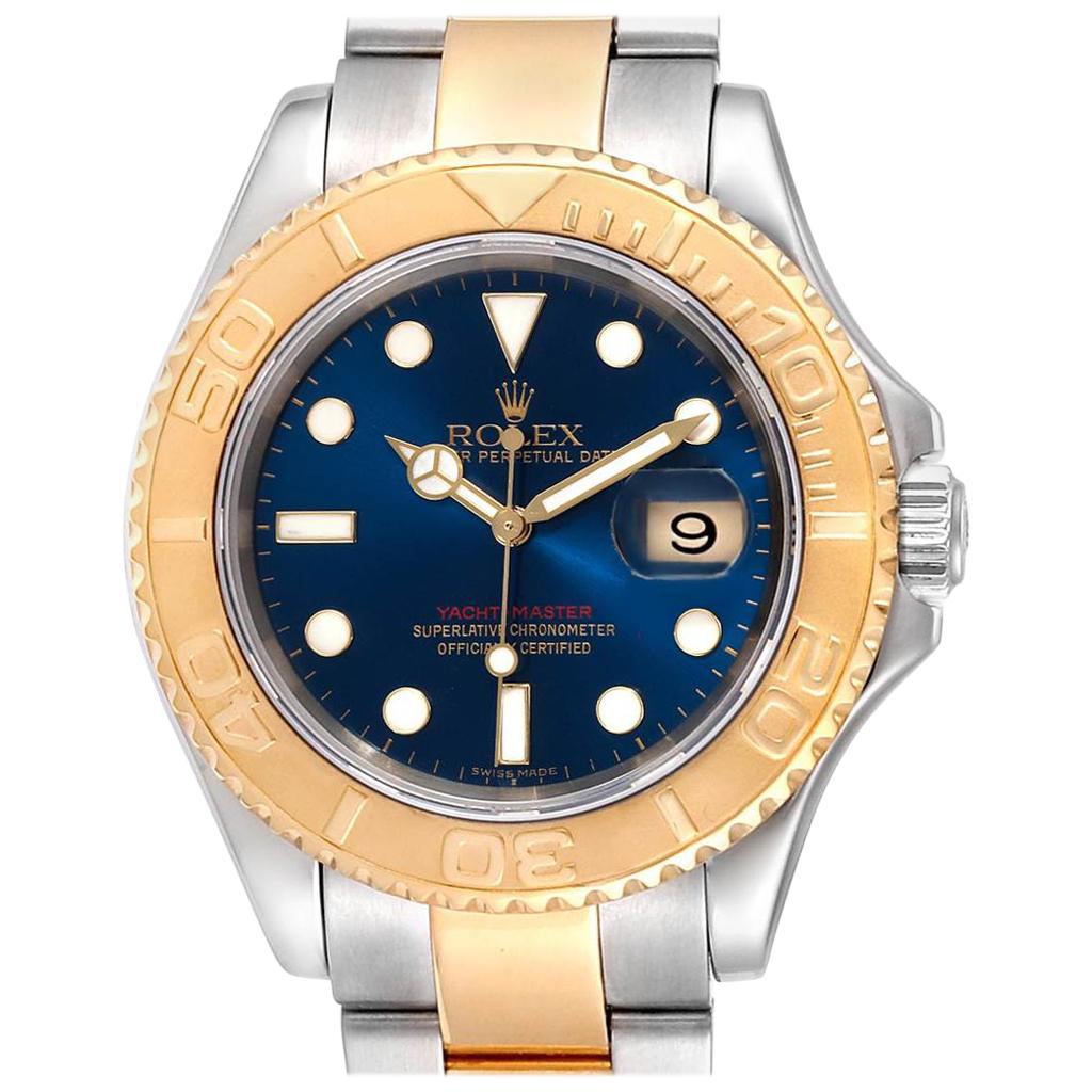 Rolex Yachtmaster Steel Yellow Gold Blue Dial Men's Watch 16623 For Sale