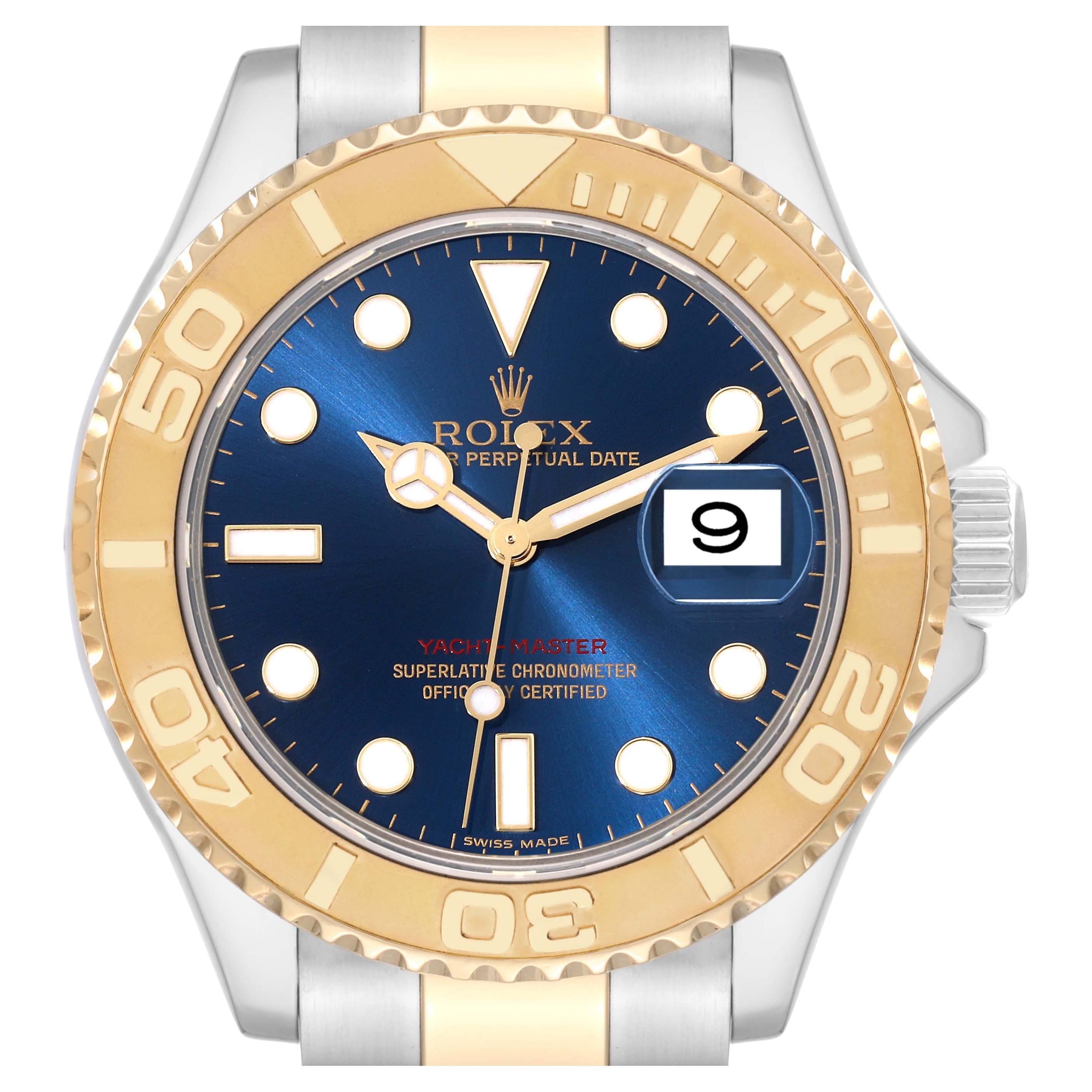Rolex Yachtmaster 40mm Steel Yellow Gold Blue Dial Mens Watch 16623