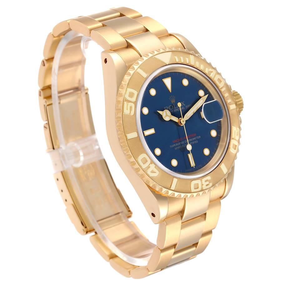 Rolex Yachtmaster Yellow Gold Blue Dial Mens Watch 16628 In Excellent Condition In Atlanta, GA