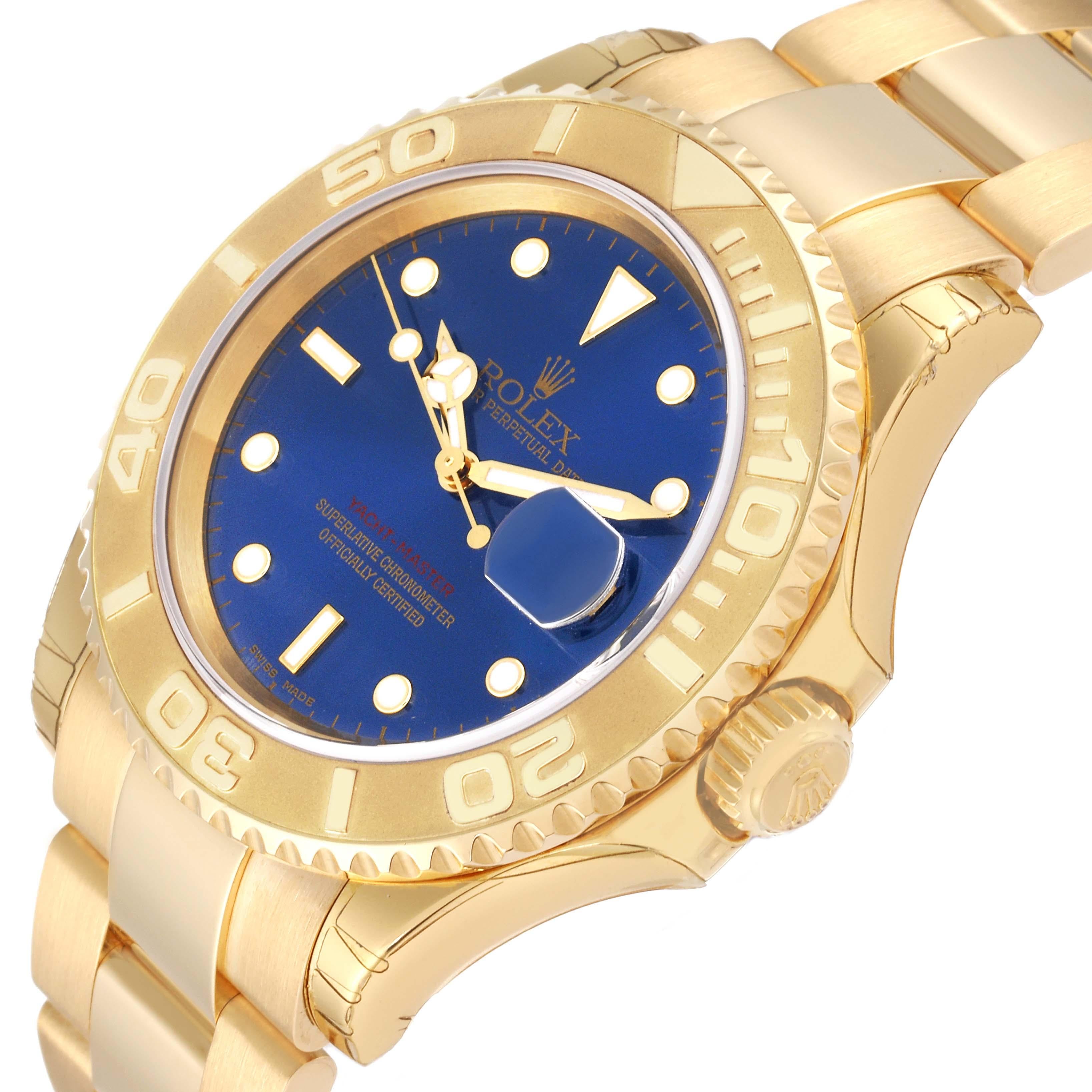 Men's Rolex Yachtmaster 40mm Yellow Gold Blue Dial Mens Watch 16628