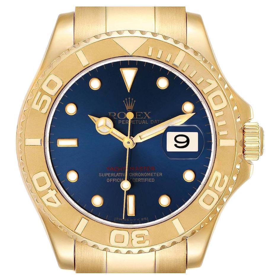 Rolex Yachtmaster Yellow Gold Blue Dial Mens Watch 16628