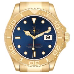 Used Rolex Yachtmaster Yellow Gold Blue Dial Mens Watch 16628