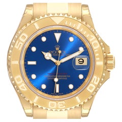 Vintage Rolex Yachtmaster 40mm Yellow Gold Blue Dial Mens Watch 16628
