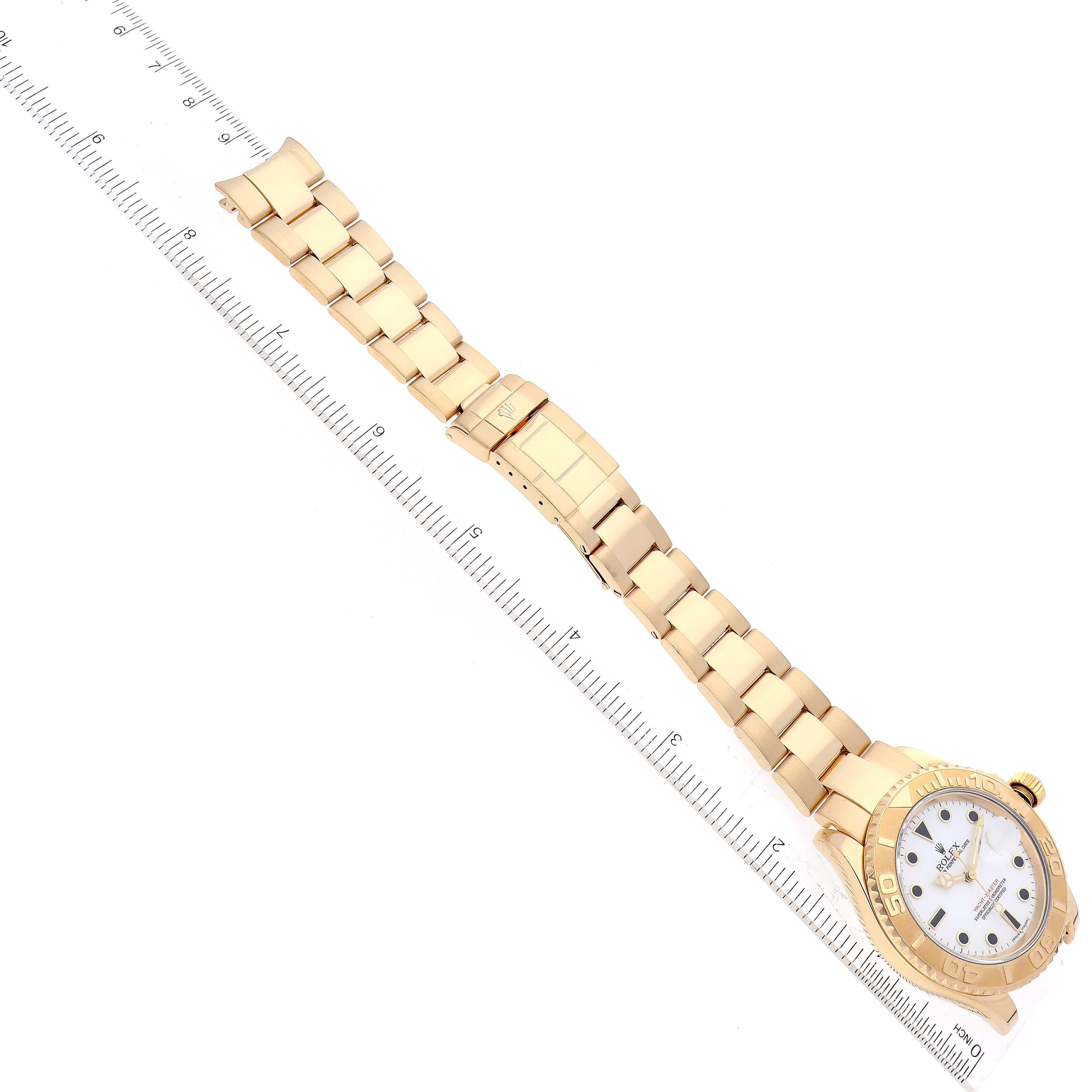 Rolex Yachtmaster 40mm Yellow Gold White Dial Mens Watch 16628 Box Papers 6
