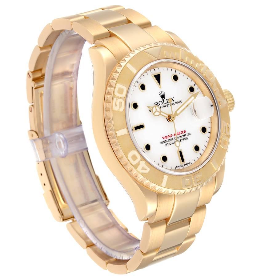 Rolex Yachtmaster 40mm Yellow Gold White Dial Mens Watch 16628 Box Papers In Good Condition In Atlanta, GA