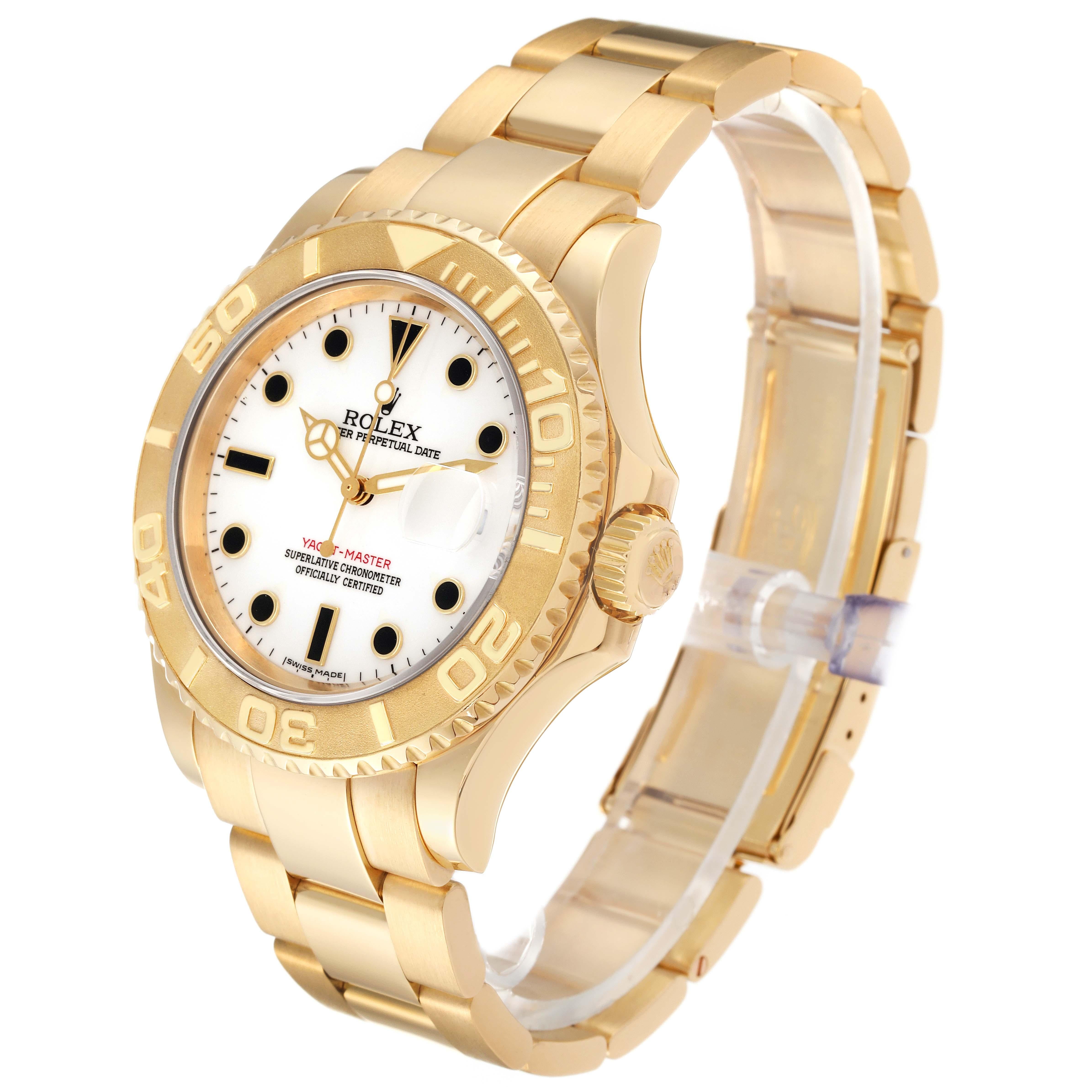 Men's Rolex Yachtmaster 40mm Yellow Gold White Dial Mens Watch 16628 Box Papers