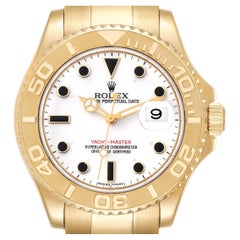 Rolex Yachtmaster 40mm Yellow Gold White Dial Mens Watch 16628 Box Papers