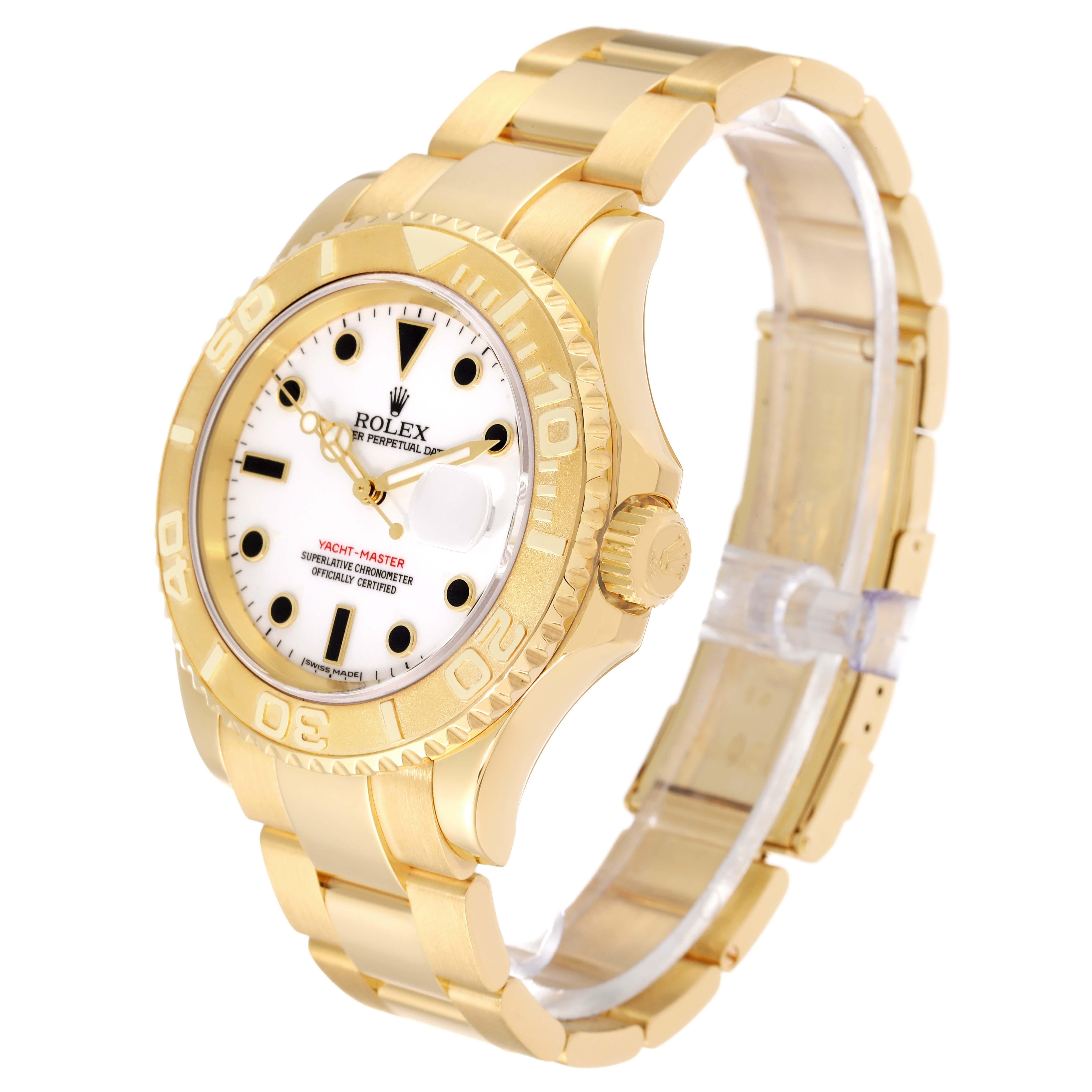 Men's Rolex Yachtmaster 40mm Yellow Gold White Dial Mens Watch 16628