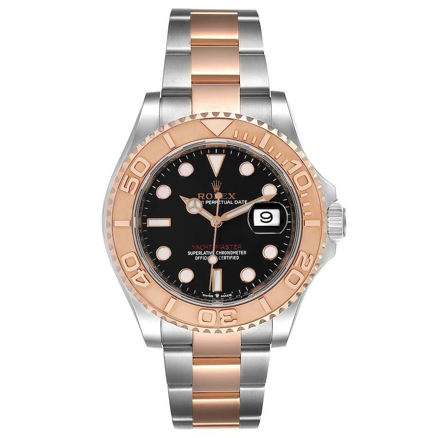 Rolex Yachtmaster Everose Gold Steel Rolesor Mens Watch 126621 Unworn. Officially certified chronometer self-winding movement. Stainless steel case 40 mm in diameter. Rolex logo on a crown. 18k rose gold special time-lapse bidirectional rotating