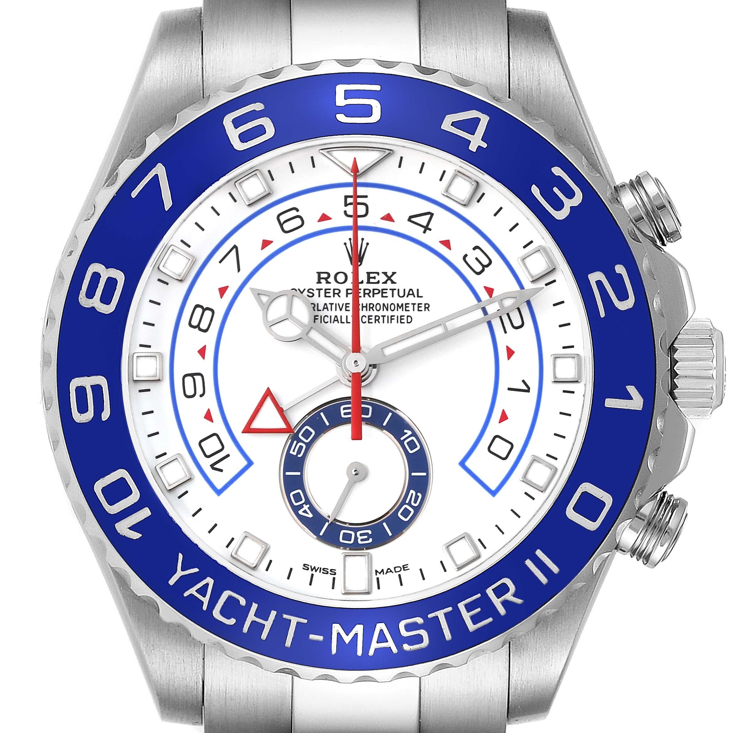 Rolex Yachtmaster II 44 Blue Cerachrom Bezel Steel Mens Watch 116680 Box Card