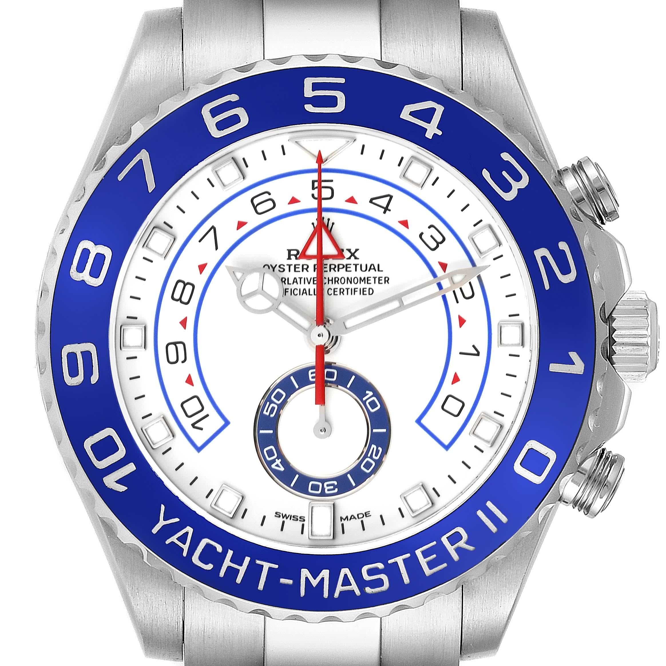 Rolex Yachtmaster II 44 Blue Cerachrom Bezel Steel Mens Watch 116680 Box Card