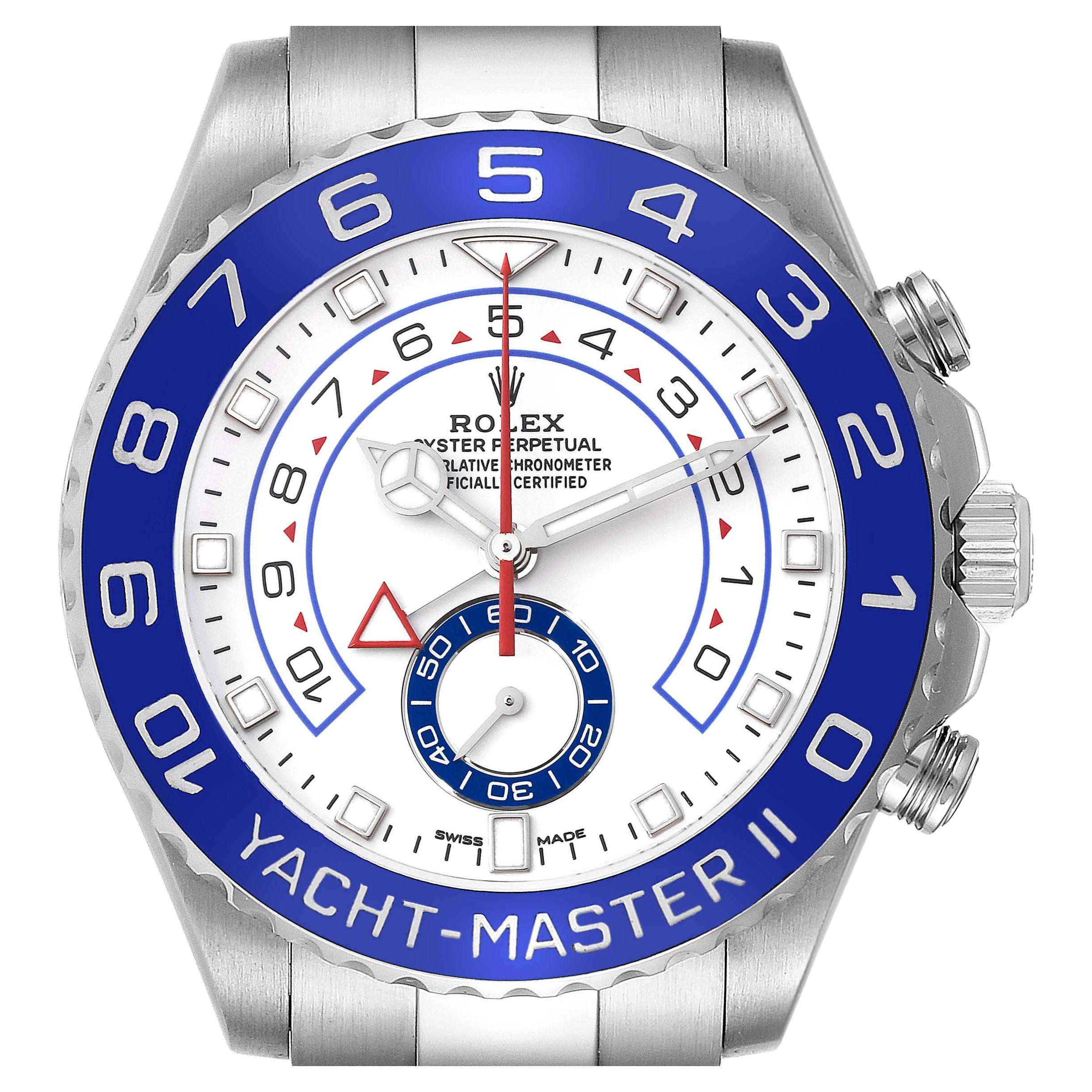 Rolex Yachtmaster II 44 Blue Cerachrom Bezel Steel Mens Watch 116680 For Sale