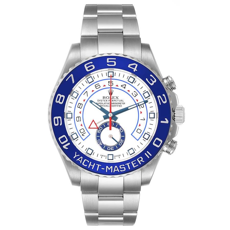 Rolex Yachtmaster II 44 Steel Blue Cerachrom Bezel Mens Watch 116680 Box Card at 1stDibs yachtmaster 2 steel blue face yachtmaster rolex 1903