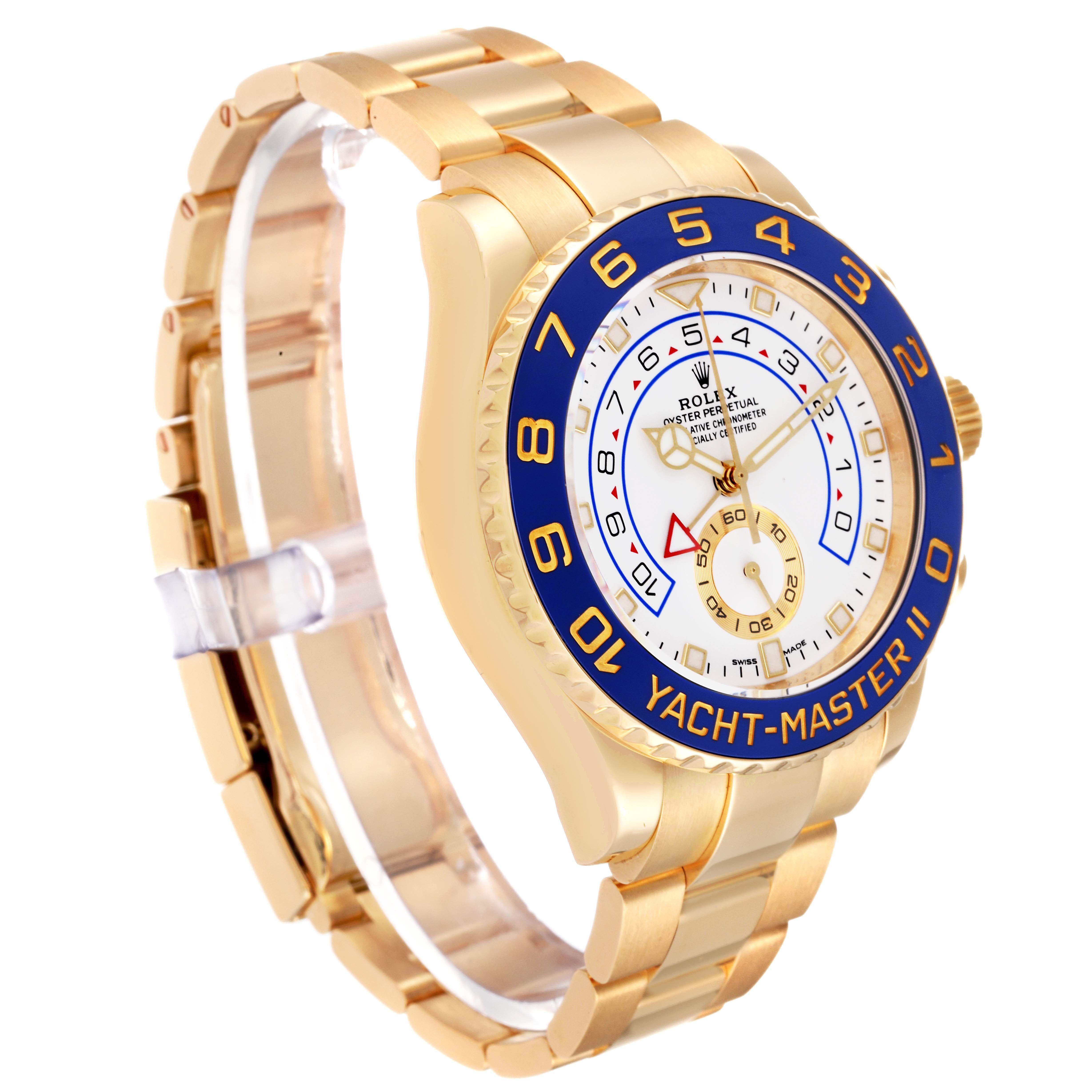 Rolex Yachtmaster II Regatta Chronograph Yellow Gold Men's Watch 116688 Box Card In Excellent Condition For Sale In Atlanta, GA