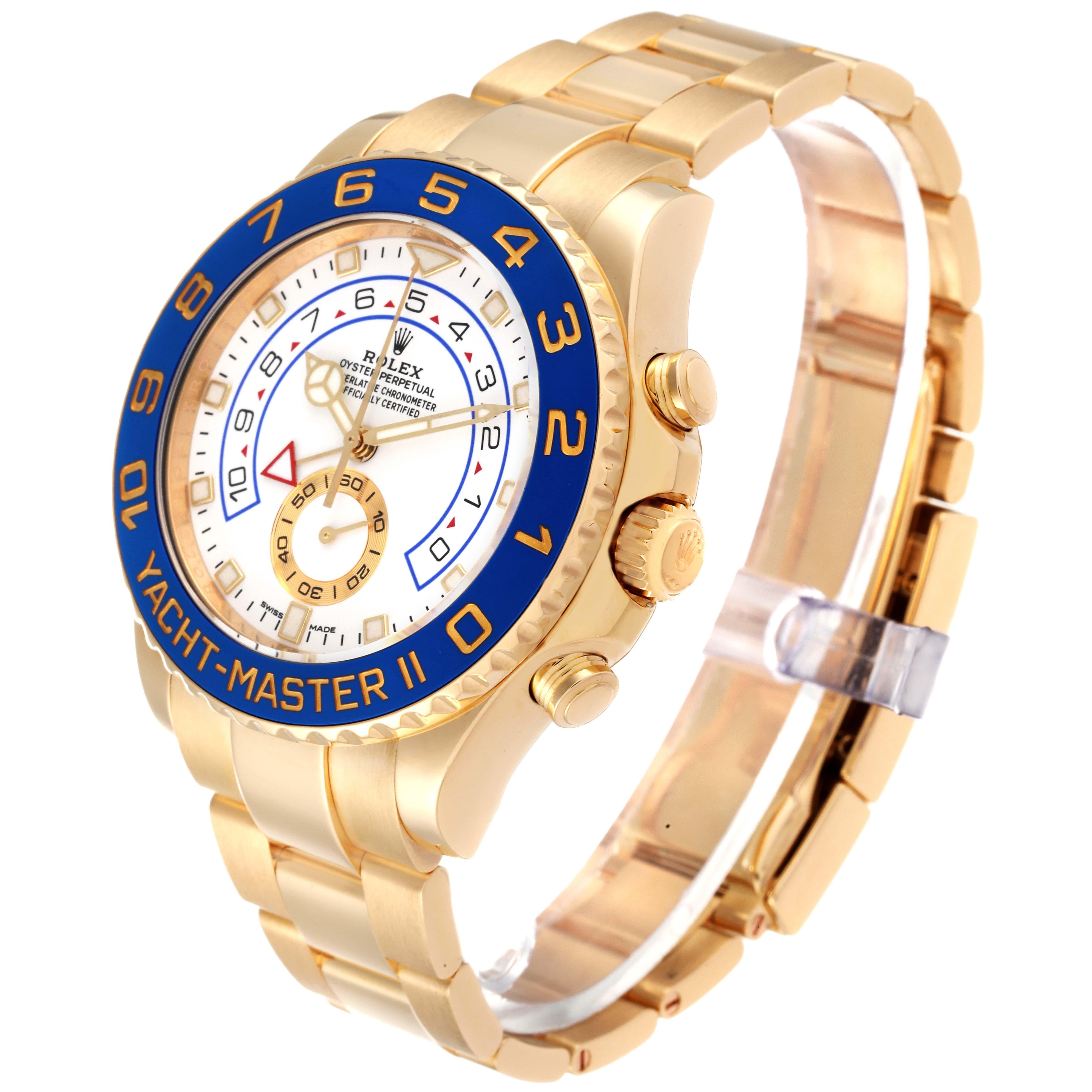 Rolex Yachtmaster II Regatta Chronograph Yellow Gold Men's Watch 116688 Box Card In Excellent Condition In Atlanta, GA