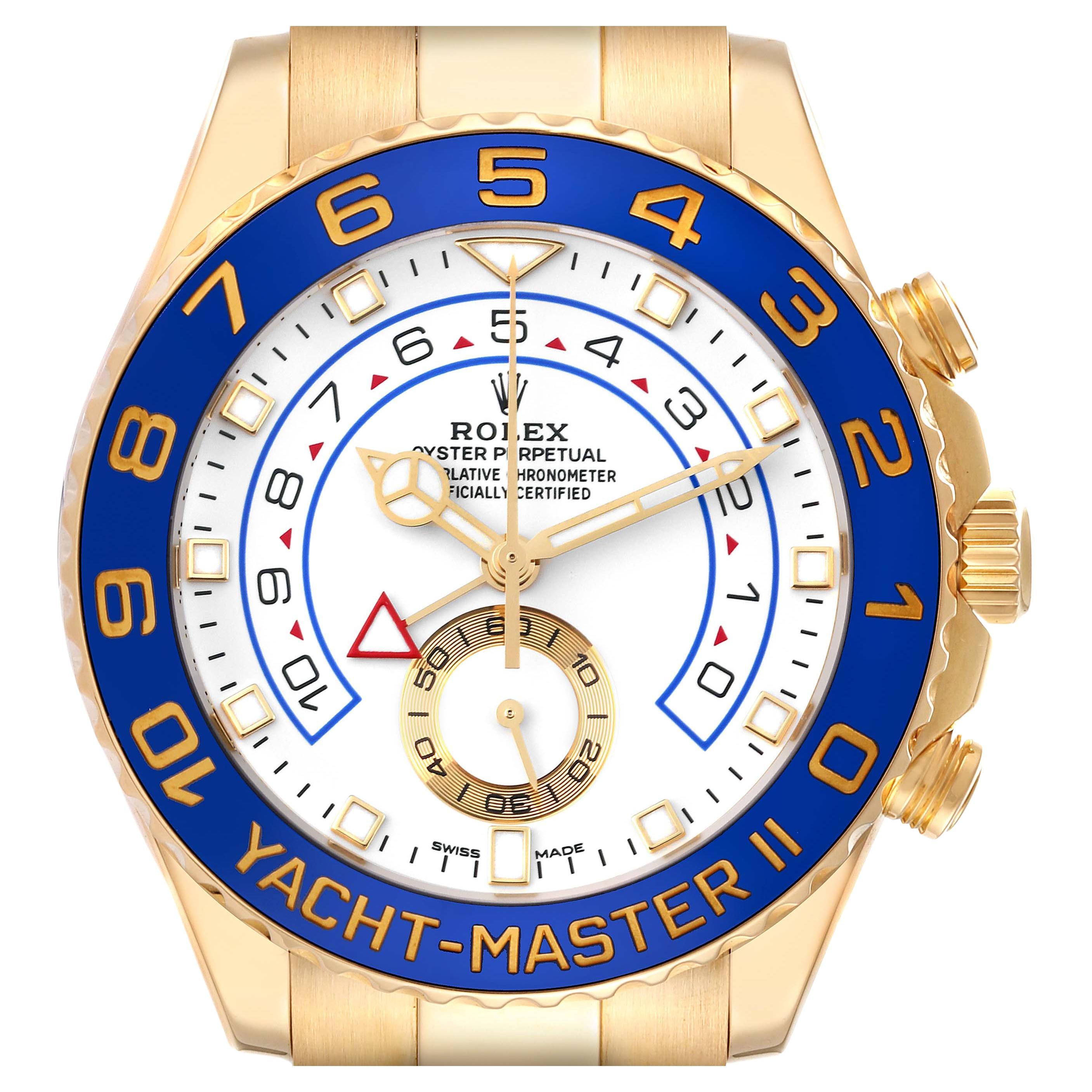 Rolex Yachtmaster II Regatta Chronograph Yellow Gold Men's Watch 116688 Box Card For Sale