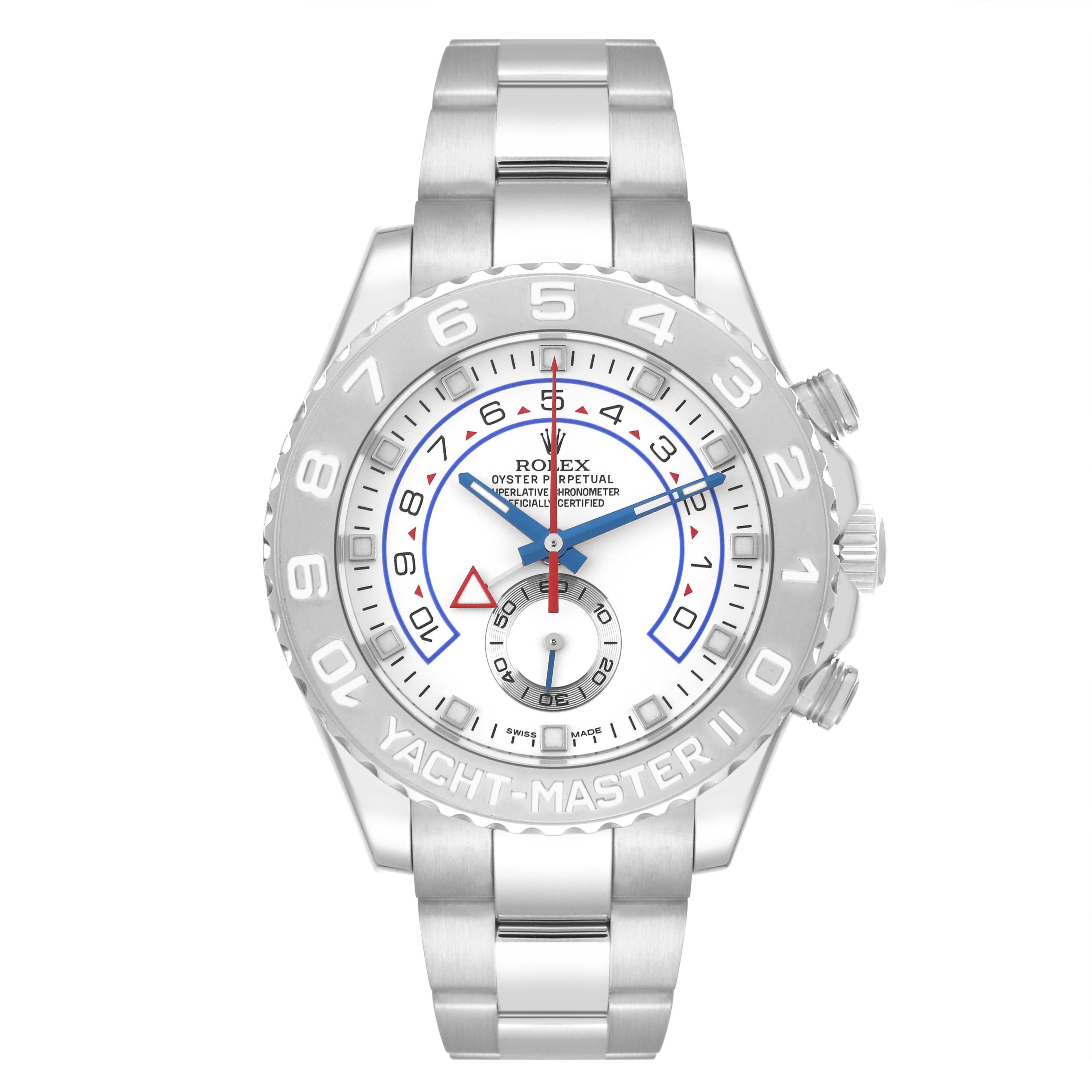 Men's Rolex Yachtmaster II Regatta White Gold Platinum Mens Watch 116689 Box Card