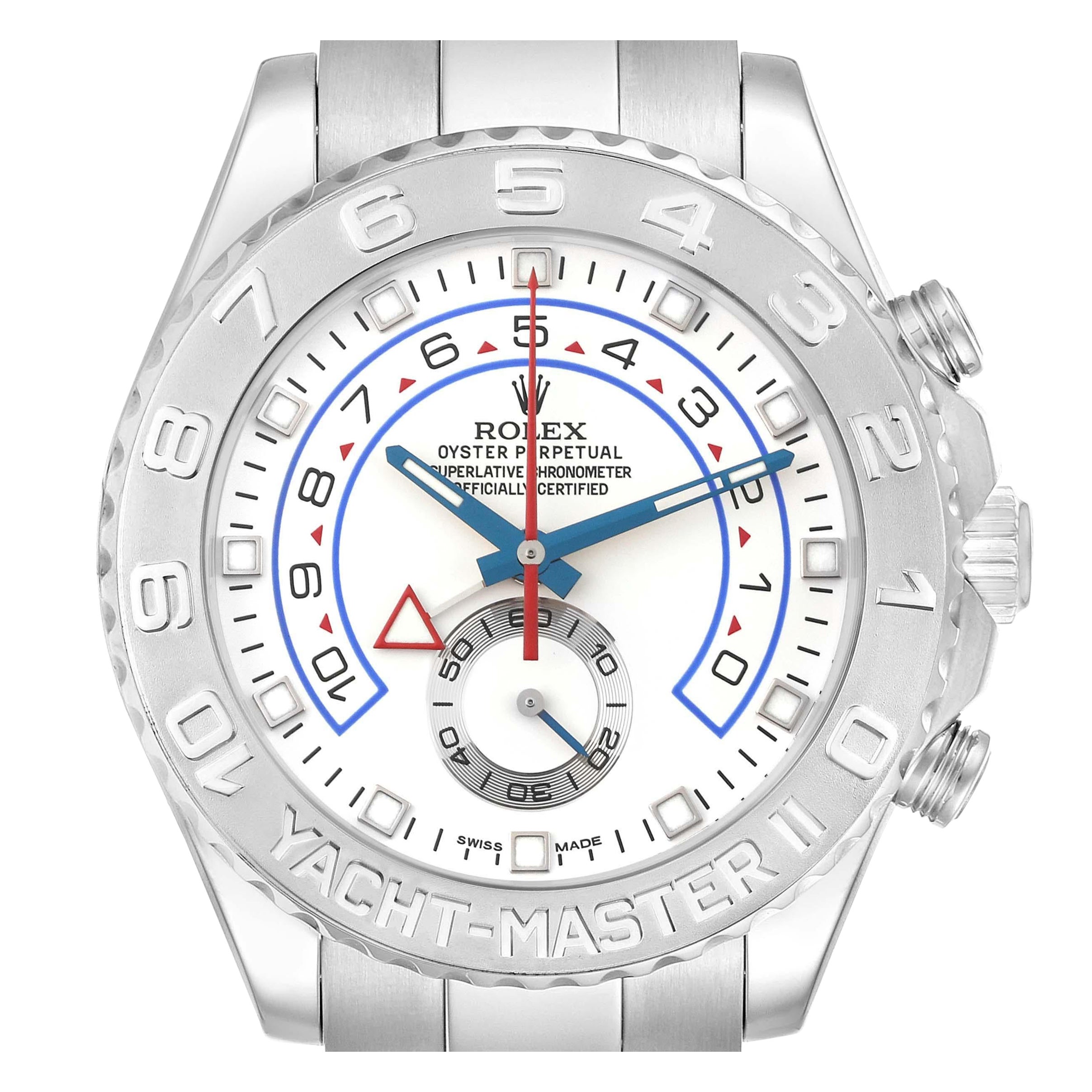 Rolex Yachtmaster II Regatta White Gold Platinum Mens Watch 116689 Box Card