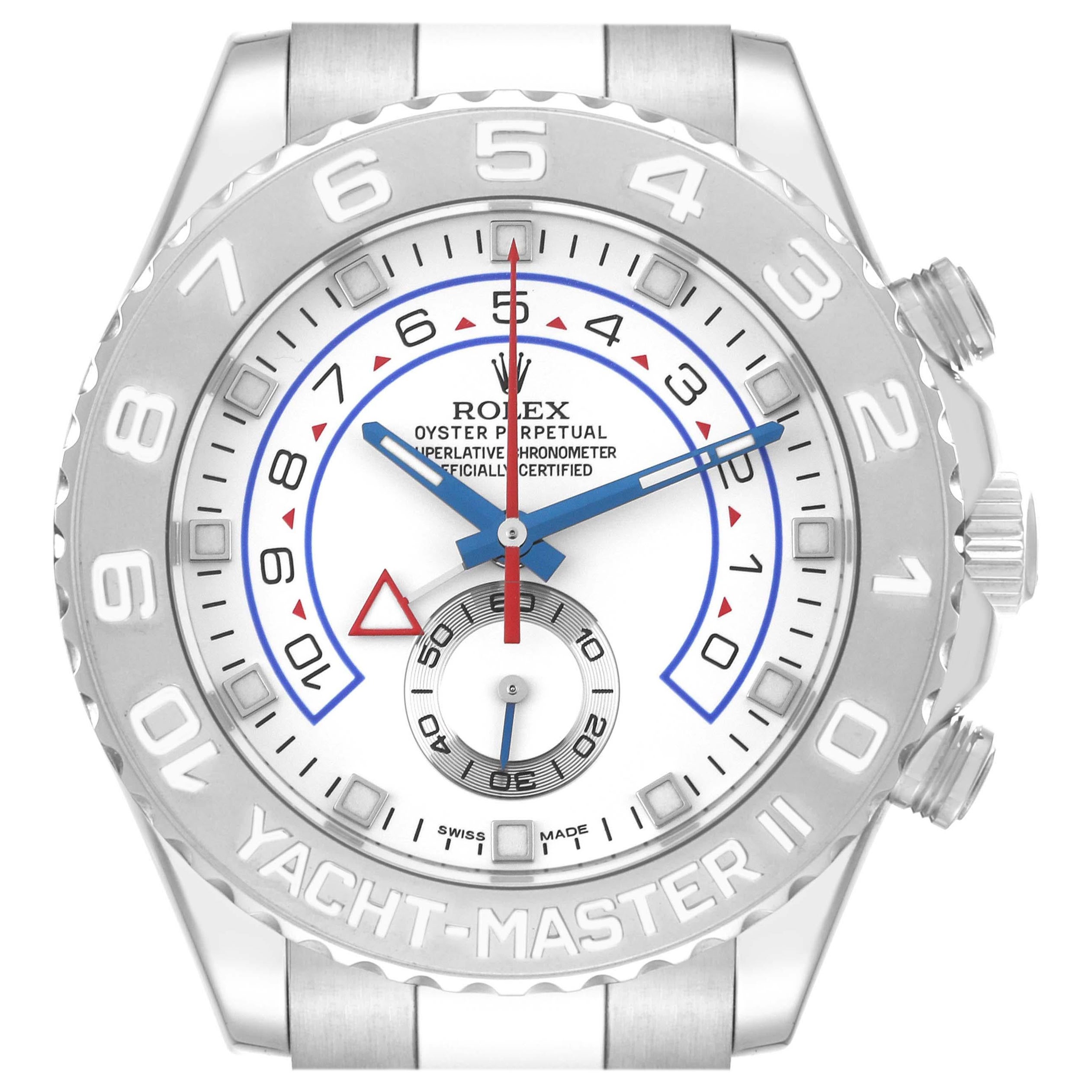 Rolex Yachtmaster II Regatta White Gold Platinum Mens Watch 116689 Box Card