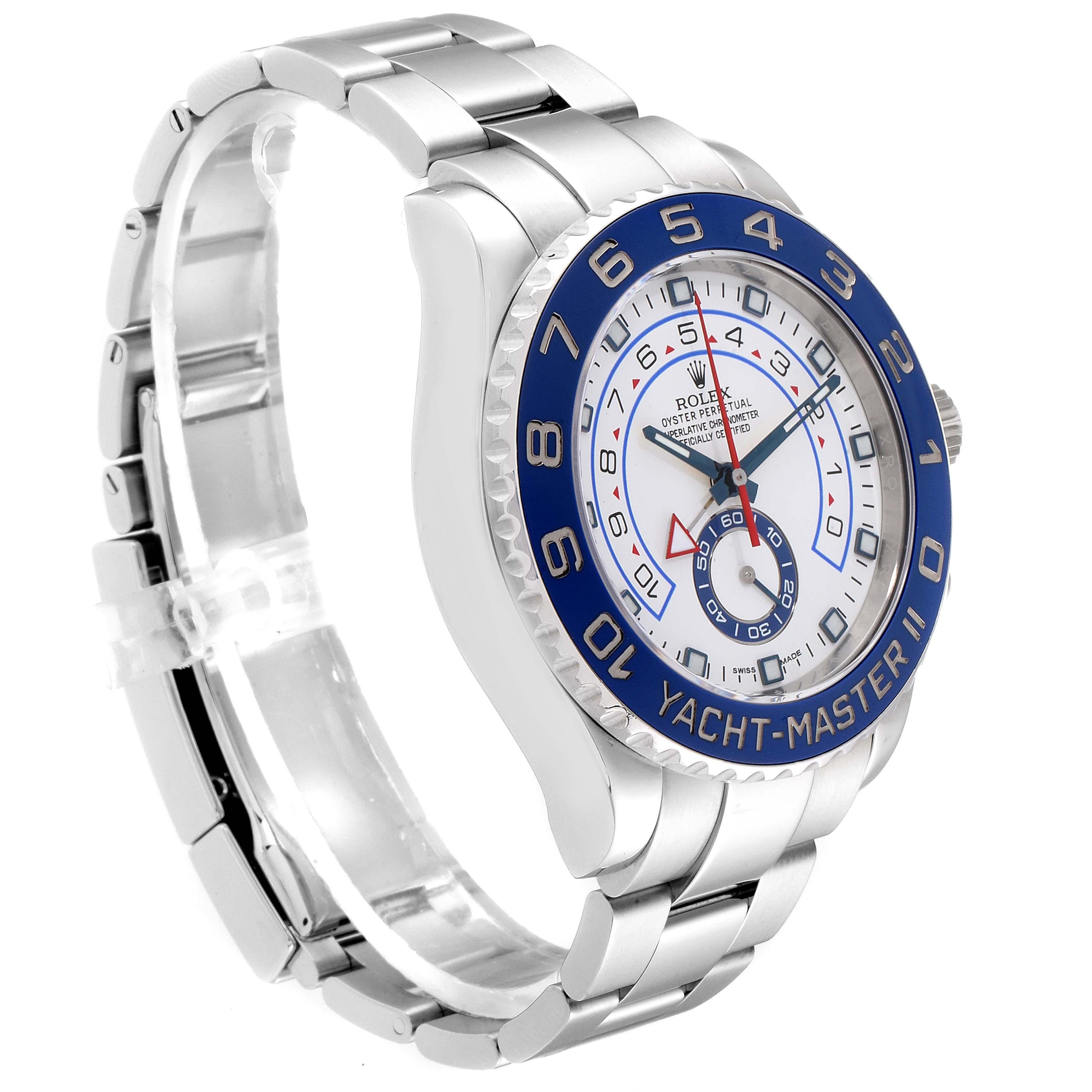 Rolex Yachtmaster II Stainless Steel Blue Bezel Men's Watch 116680 In Excellent Condition In Atlanta, GA