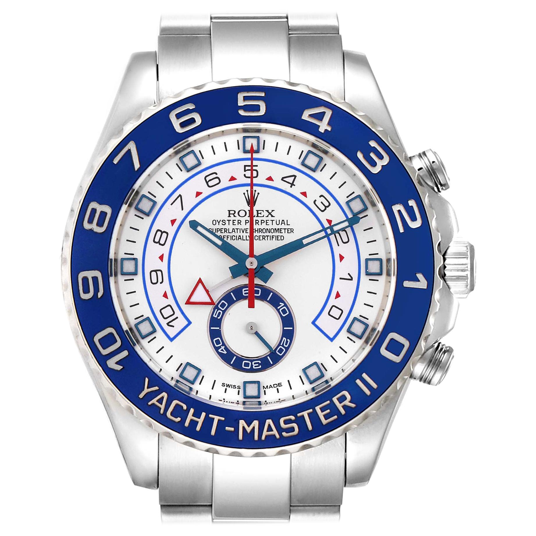 Rolex Yachtmaster II Stainless Steel Blue Bezel Men's Watch 116680