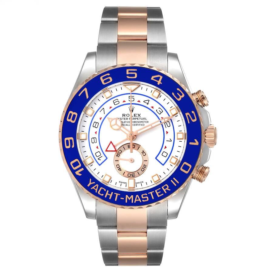 Rolex Yachtmaster II Acciaio Oro Rosa Uomo Orologio 116681 Scheda Scatola. Movimento a carica automatica certificato ufficialmente come cronometro. Cassa in acciaio inossidabile e oro rosa 18 carati di 44,0 mm di diametro. Corona e fondello a vite.
