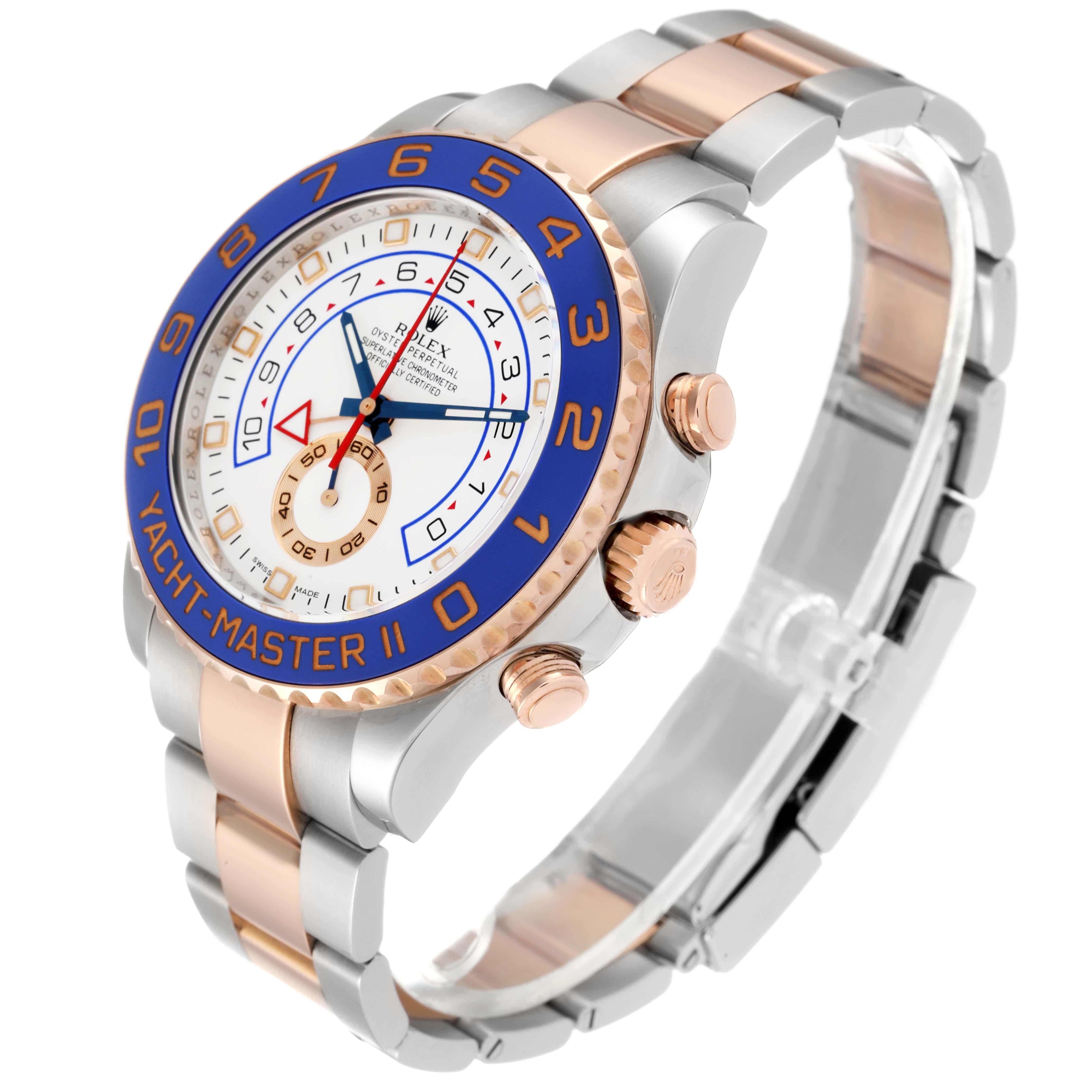 Men's Rolex Yachtmaster II Steel Rose Gold Mens Watch 116681 Box Card For Sale