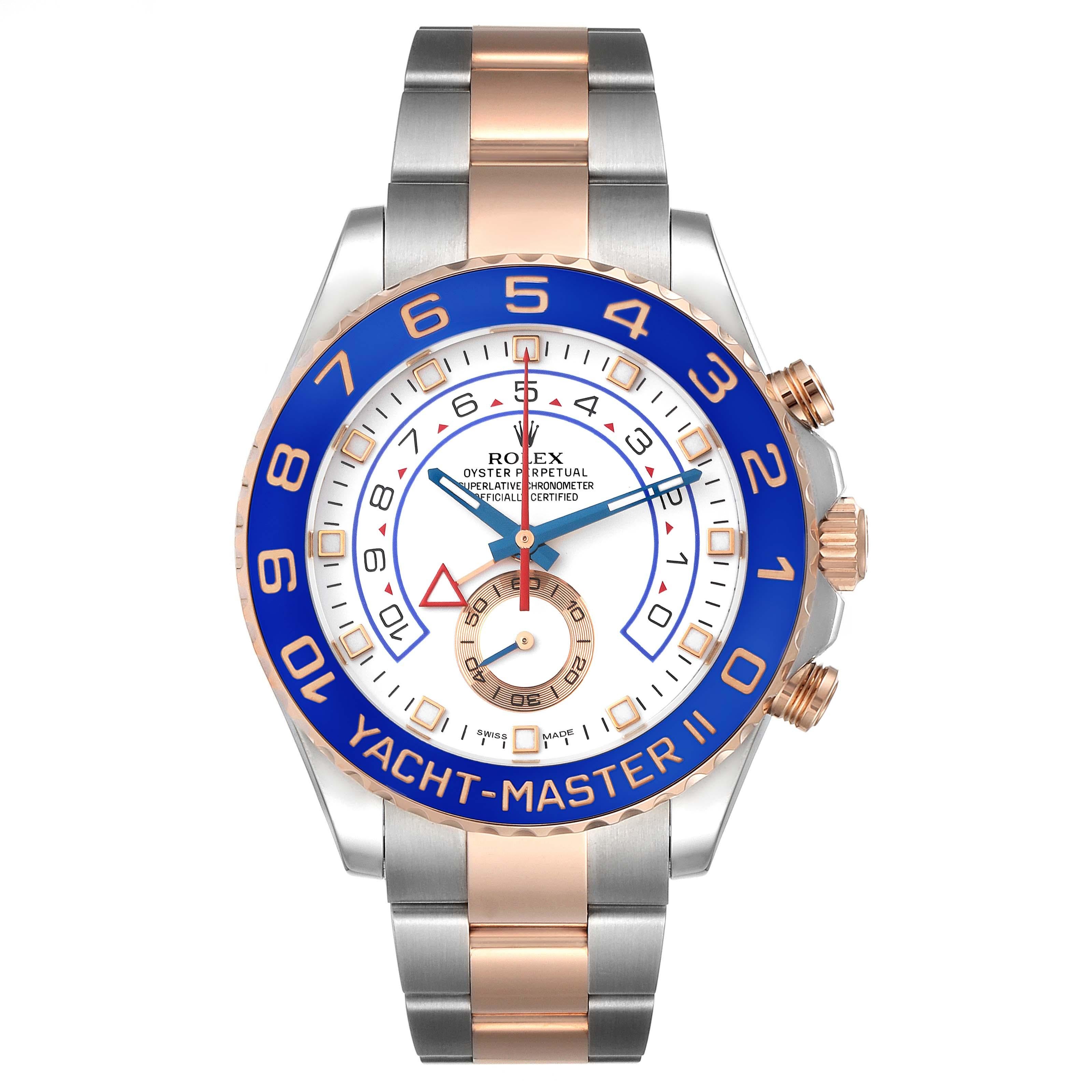 Rolex Yachtmaster II Steel Rose Gold Mens Watch 116681 Box Card For Sale 1