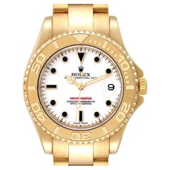 Vintage Rolex Yachtmaster Midsize 18K Yellow Gold White Dial Unisex Watch 168628