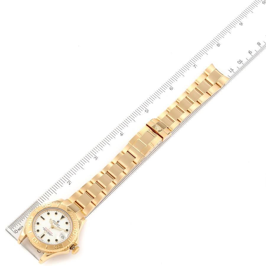 Rolex Yachtmaster Midsize 18K Yellow Gold White Dial Unisex Watch 68628 For Sale 5