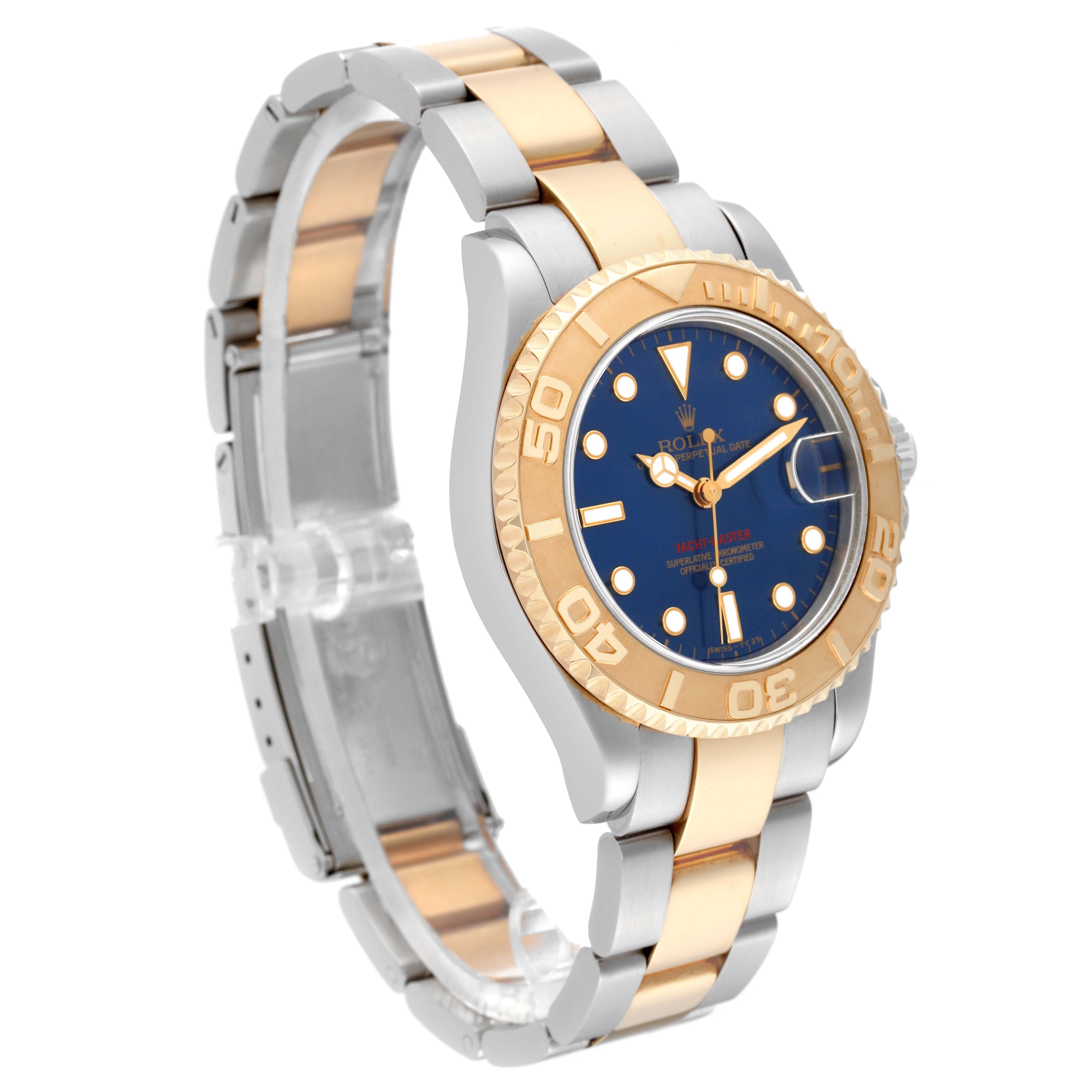 Rolex Yachtmaster Midsize Blue Dial Steel Yellow Gold Mens Watch 68623 7