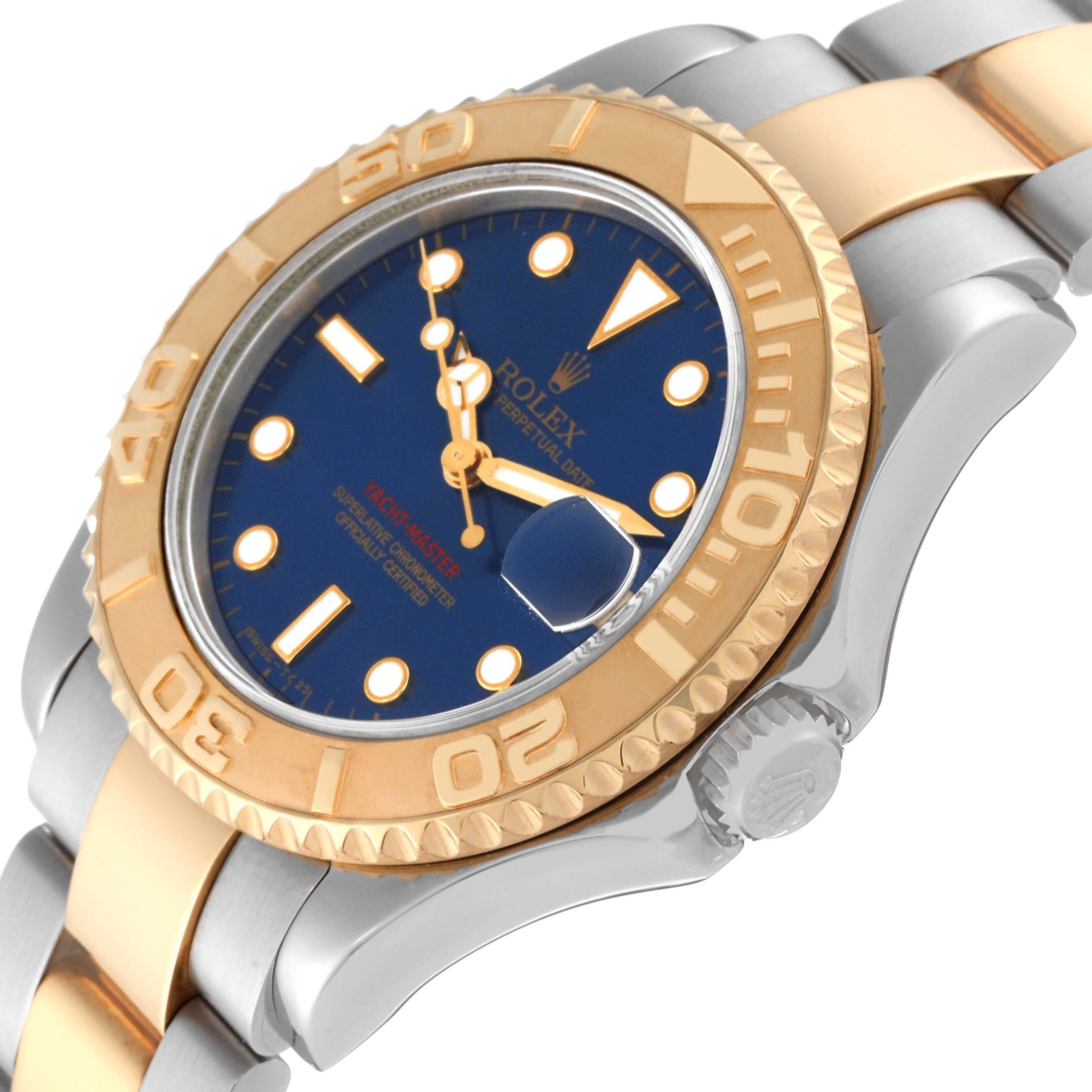Men's Rolex Yachtmaster Midsize Blue Dial Steel Yellow Gold Mens Watch 68623