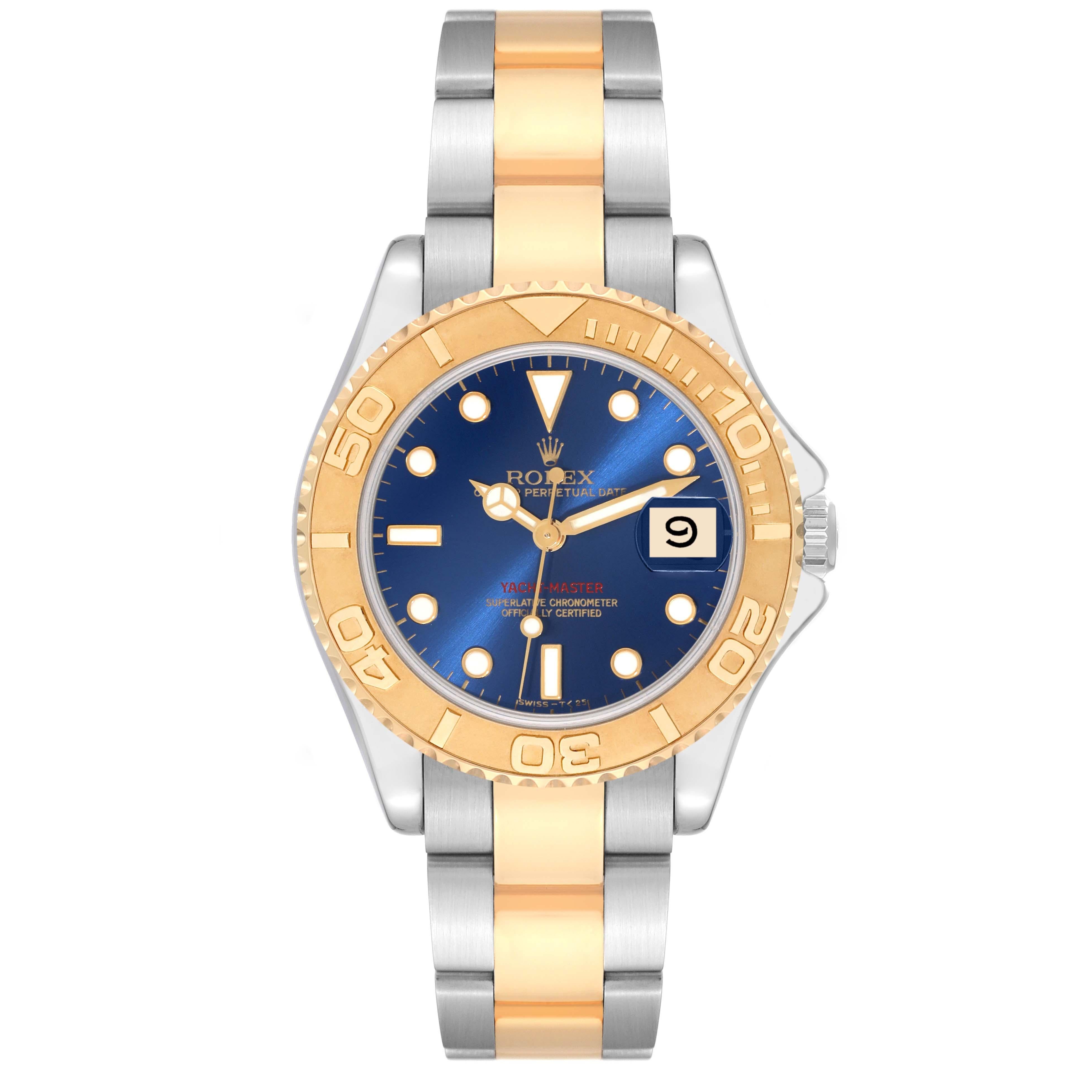 Rolex Yachtmaster Midsize Blue Dial Steel Yellow Gold Mens Watch 68623 2