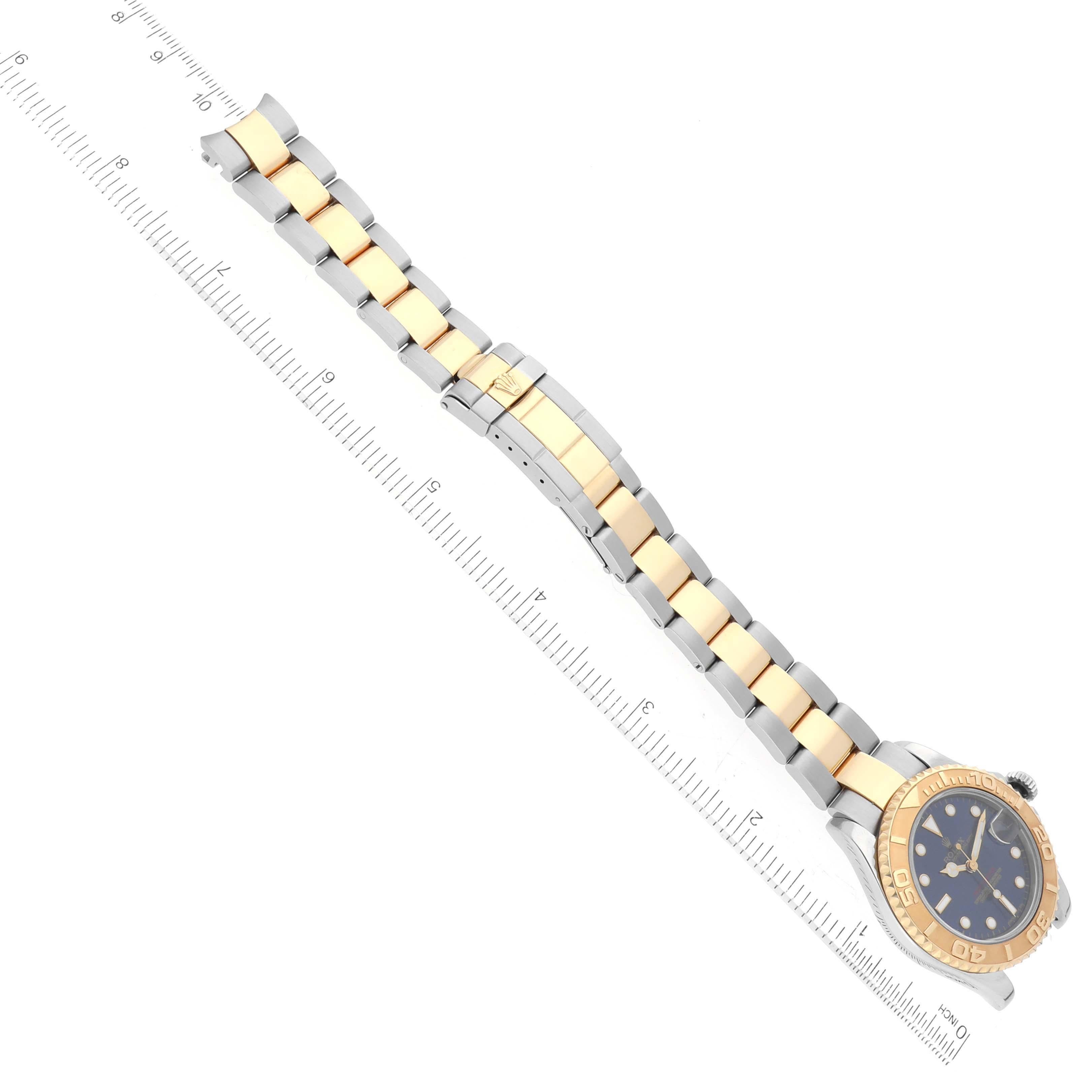 Rolex Yachtmaster Midsize Blue Dial Steel Yellow Gold Mens Watch 68623 3