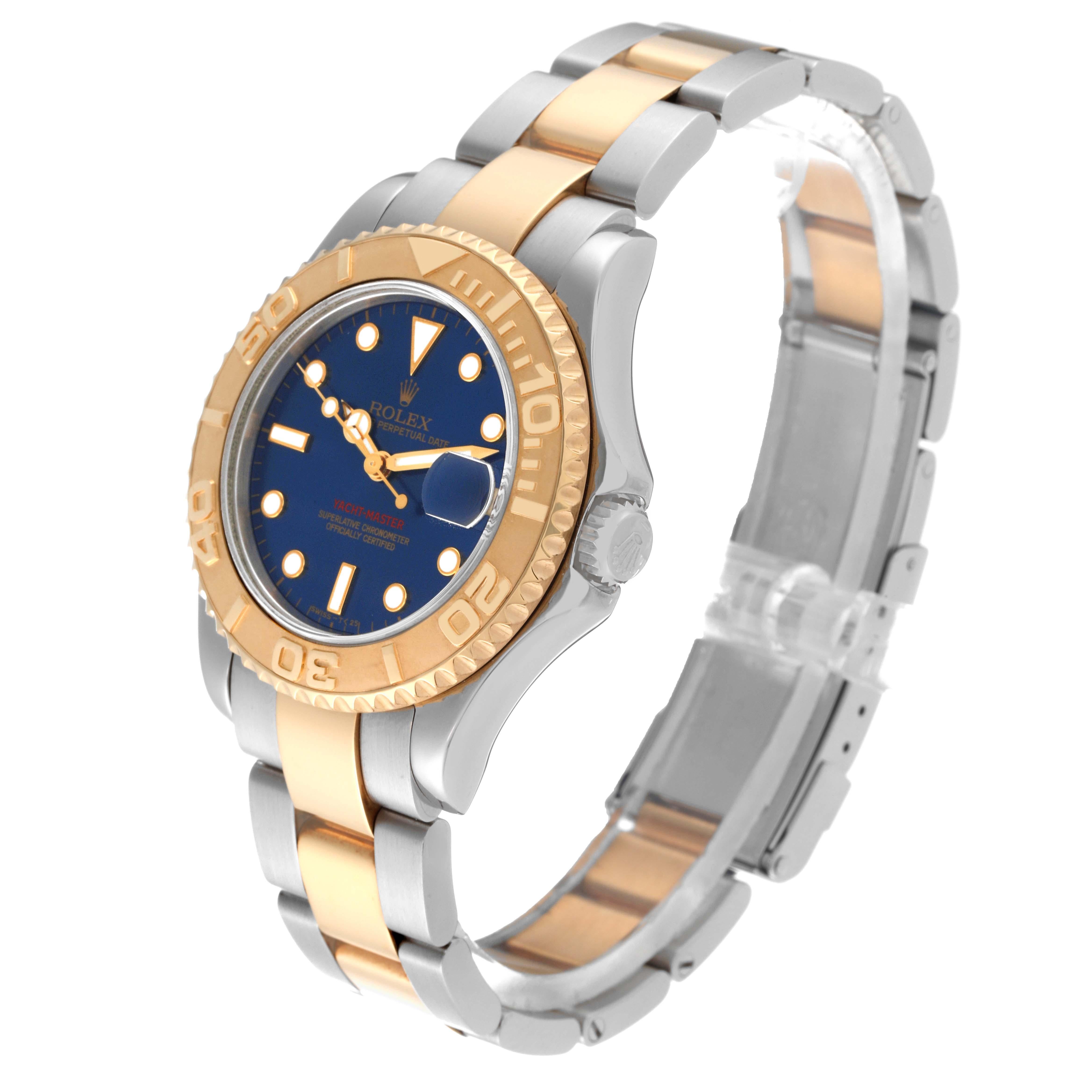 Rolex Yachtmaster Midsize Blue Dial Steel Yellow Gold Mens Watch 68623 5