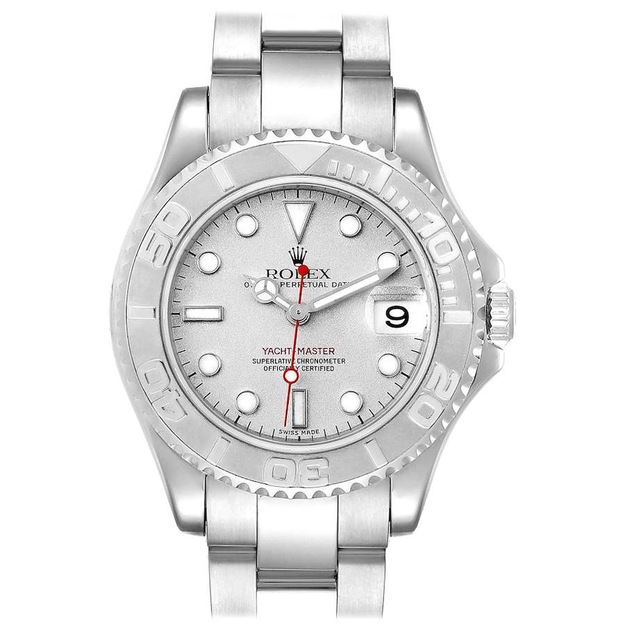 Rolex Yachtmaster Midsize Steel Platinum Men's Watch 168622 Box