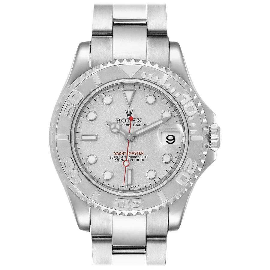 Rolex Yachtmaster Midsize Steel Platinum Men's Watch 168622 For Sale