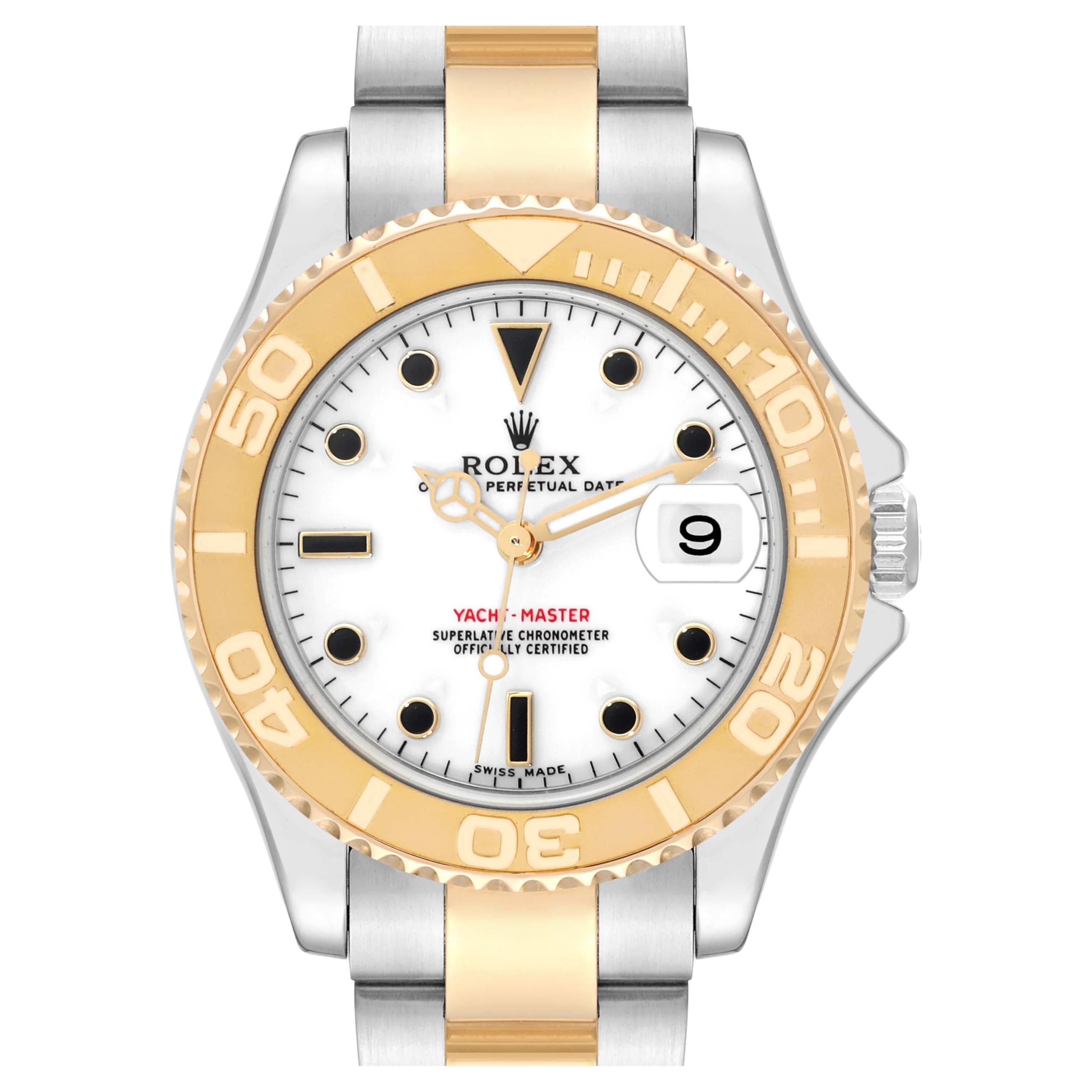 Rolex Yachtmaster Midsize Steel Yellow Gold Mens Watch 168623 Box Papers